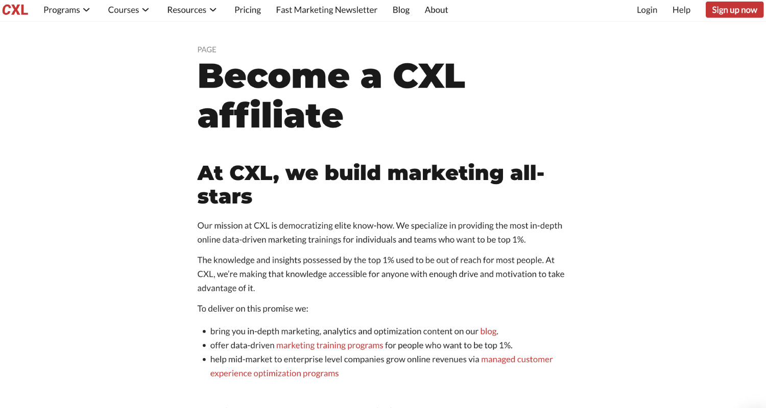 Site de afiliados CXL