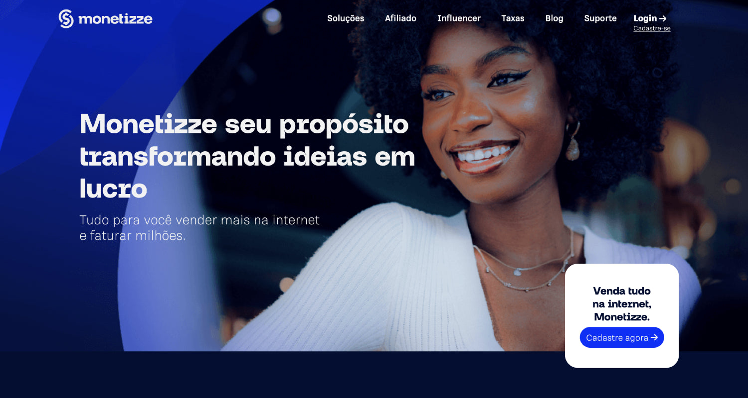 Site do programa de afiliados Monetizze