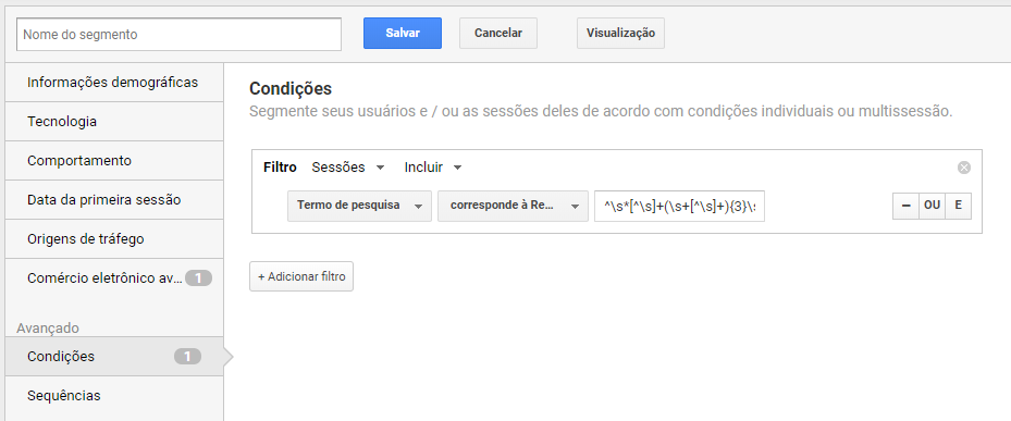 Tamanho da palavra-chave: Google Analytics