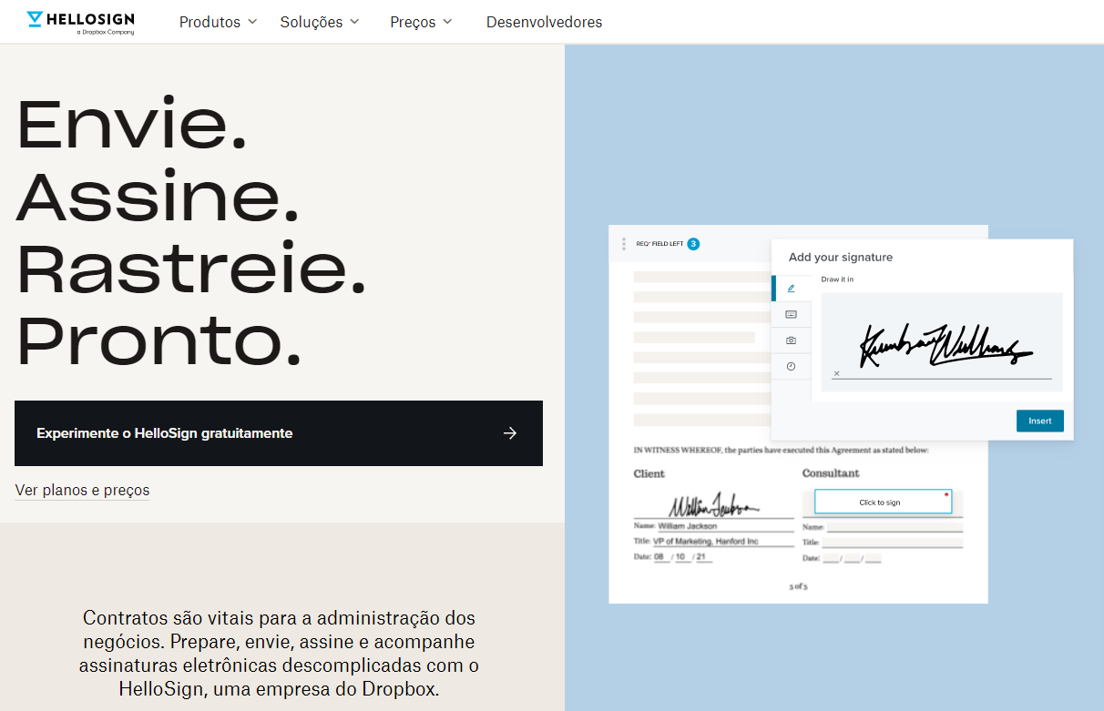 Aplicativos de produtividade: HelloSign