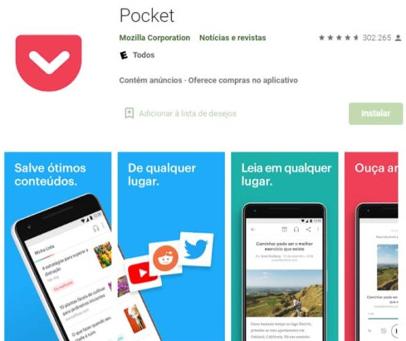 Aplicativos de produtividade: Pocket