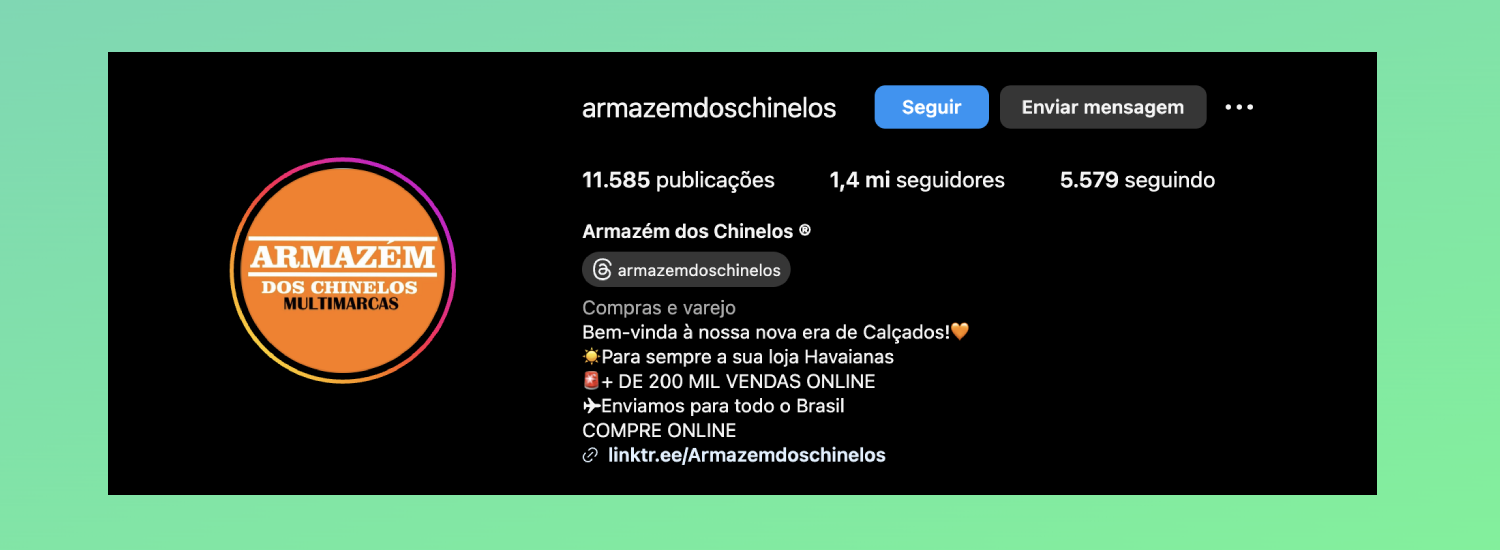 Bio para Instagram: Armazém dos Chinelos