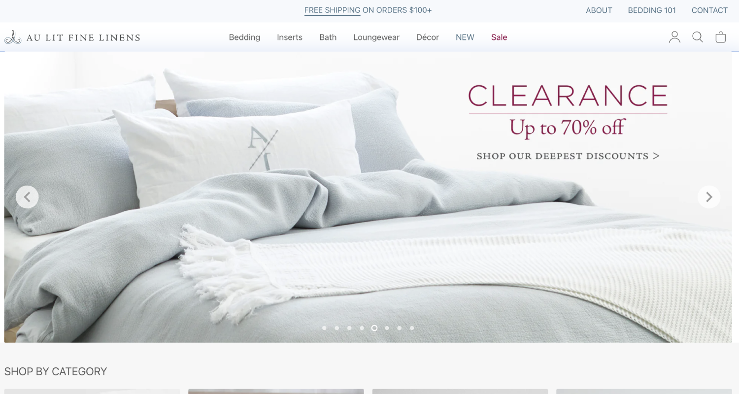Design para e-commerce - Au Lit Fine Linens