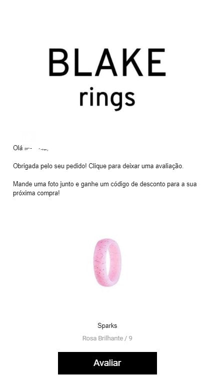 E-mail promocional da Blake Rings