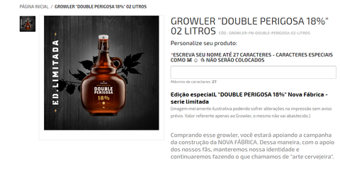 Página de produto: Descrição de um Growler da Bodebrown