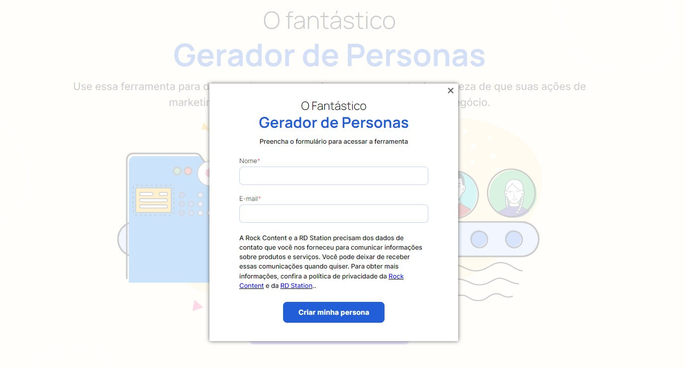 Site O Fantástico Gerador de Personas para a criação de buyer persona