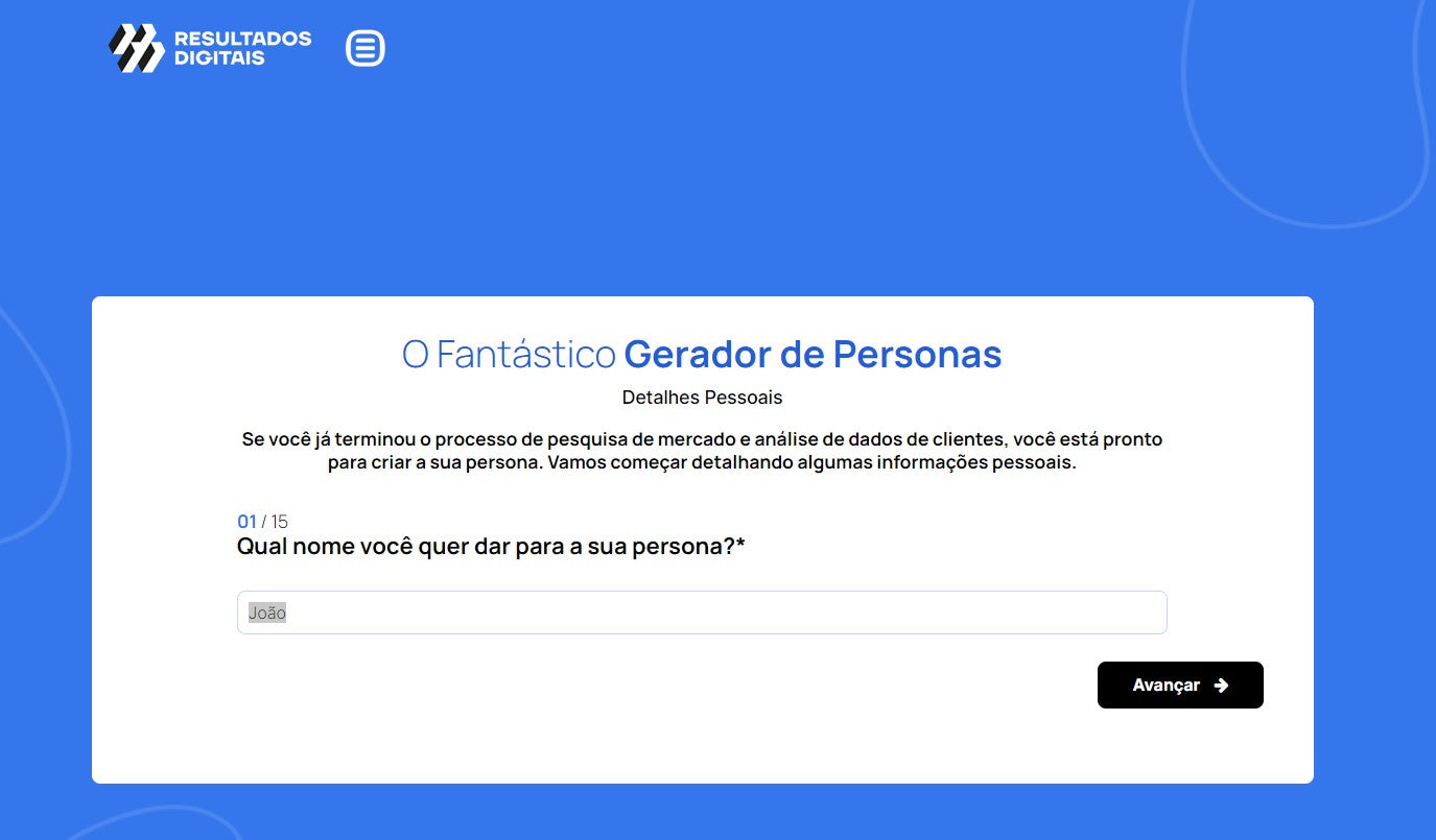 Site O Fantástico Gerador de Personas para a criação de buyer persona