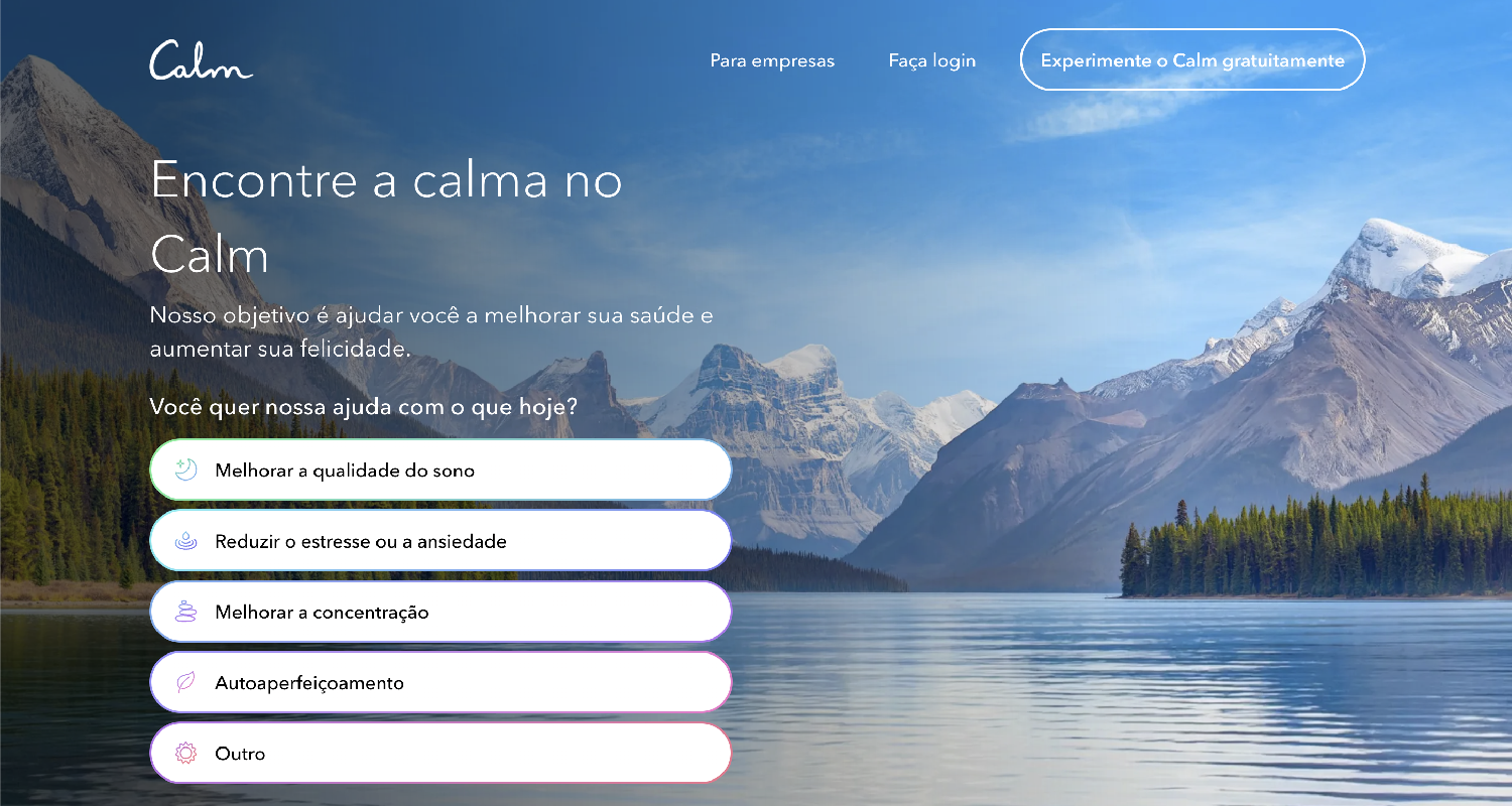 Nicho de saúde e bem-estar: app Calm