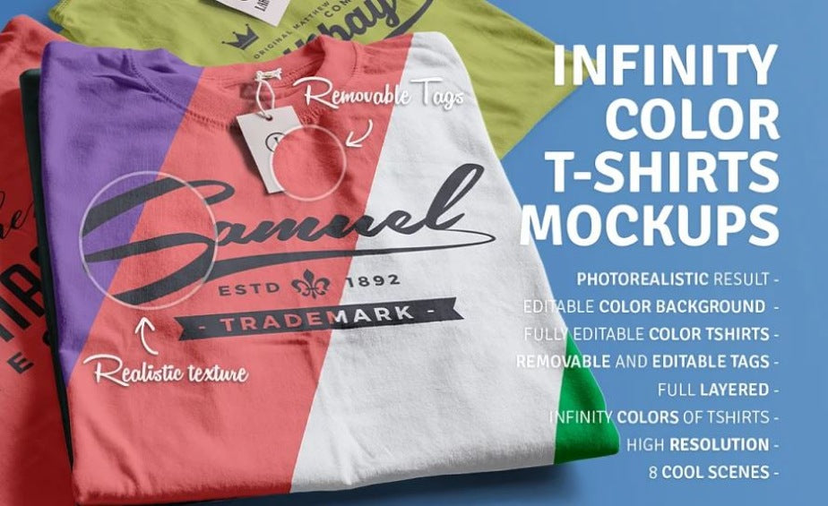 Mockup camiseta PSD colorida