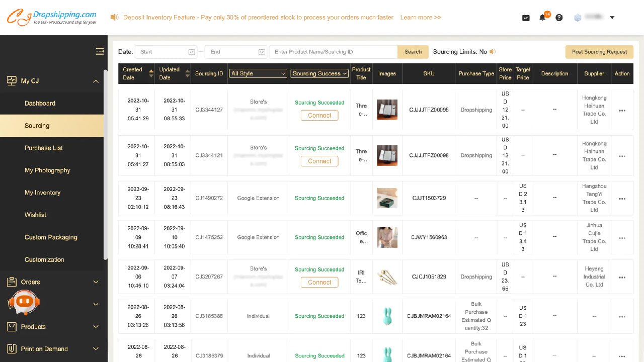 Homepage da CJdropshipping para a Shopify