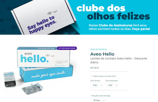 Captura de tela do site da Aveo, que tem um clube de assinatura