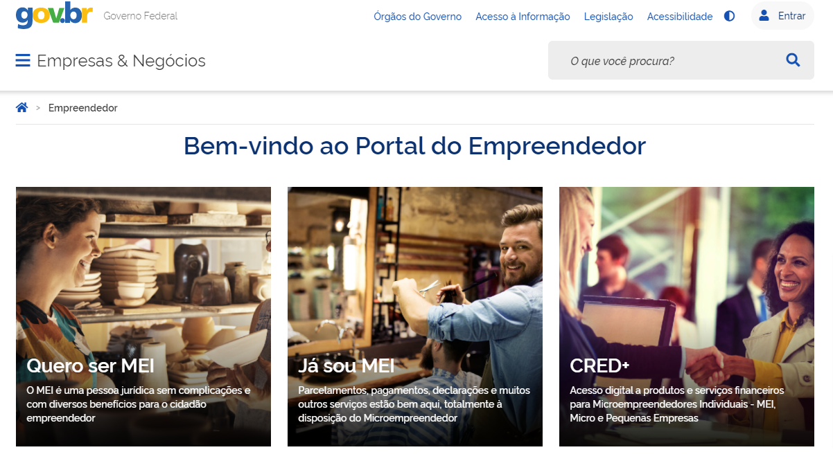 Como abrir um MEI: site Portal do Empreendedor