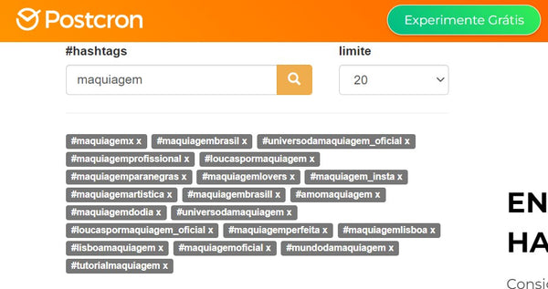 Hashtags no site Postcron, uma forma de ganhar seguidores no Instagram