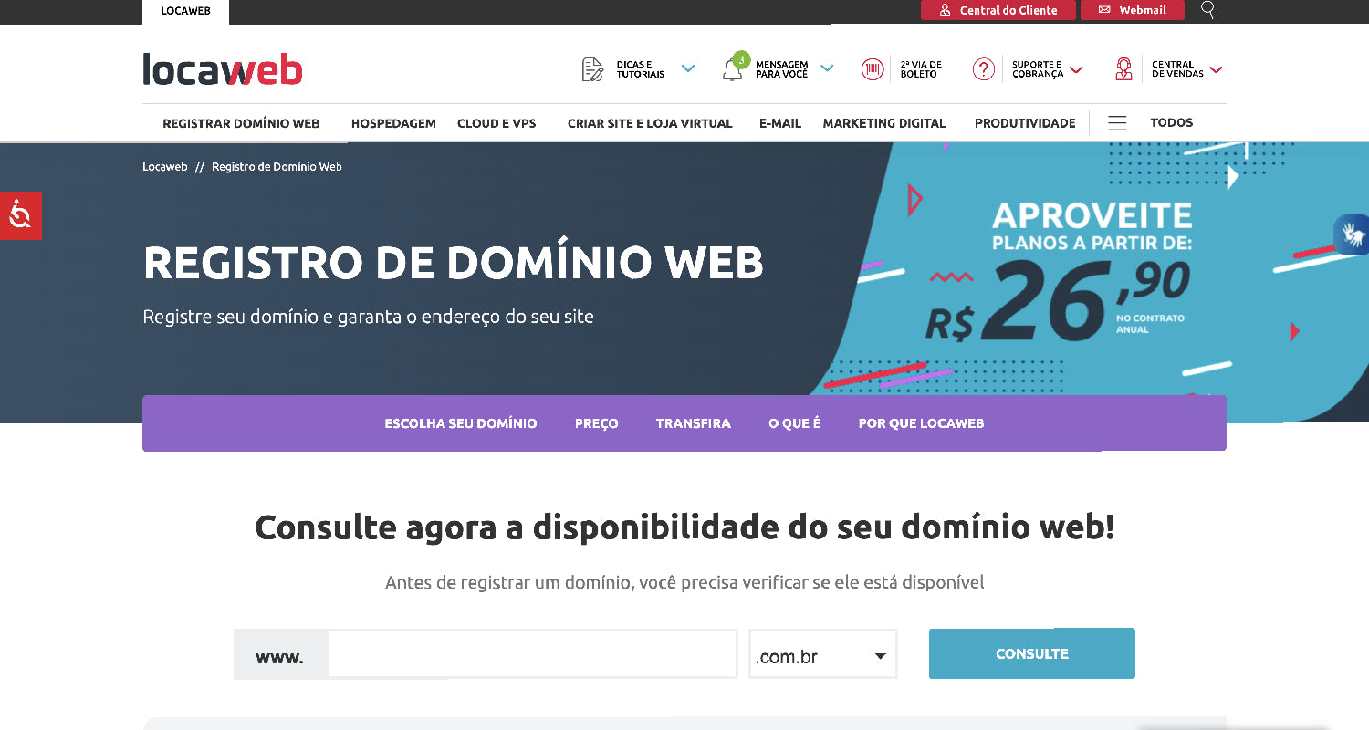 Melhores sites para registrar domínio - Locaweb