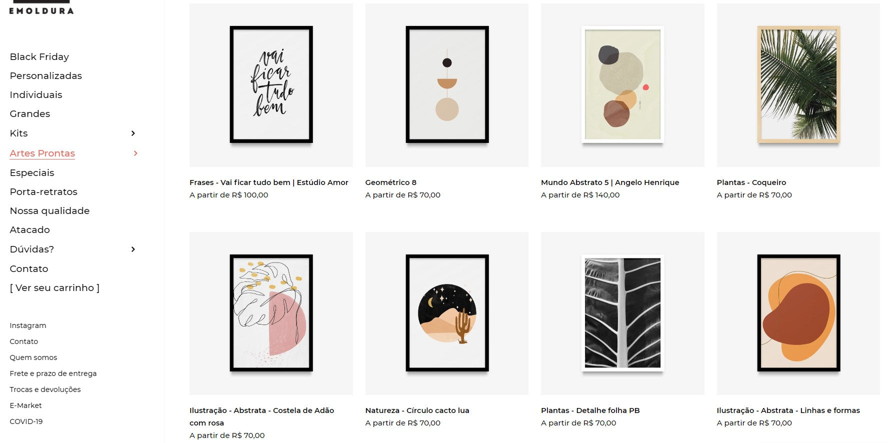 como vender arte na internet: site da Emoldura
