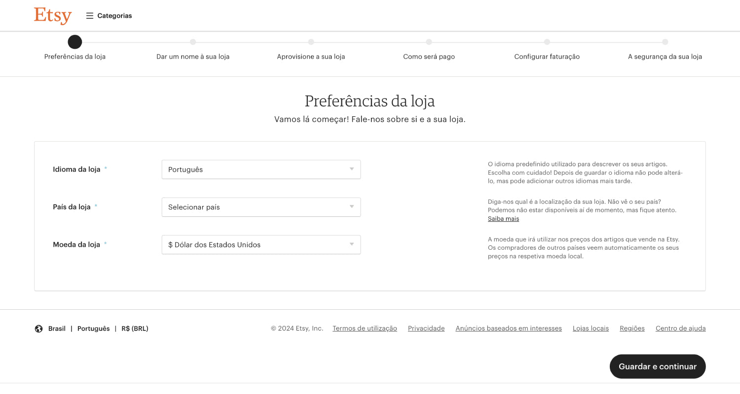 Como vender na Etsy - ajuste suas preferências