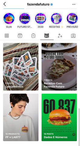 Print do Instagram da Fazenda Futuro com a parte de Guias aberta