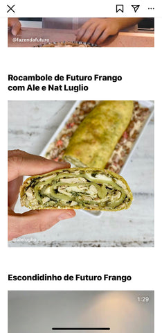 Print da Guia de receitas da Fazendo Futuro com receita de rocambole de frango em destaque