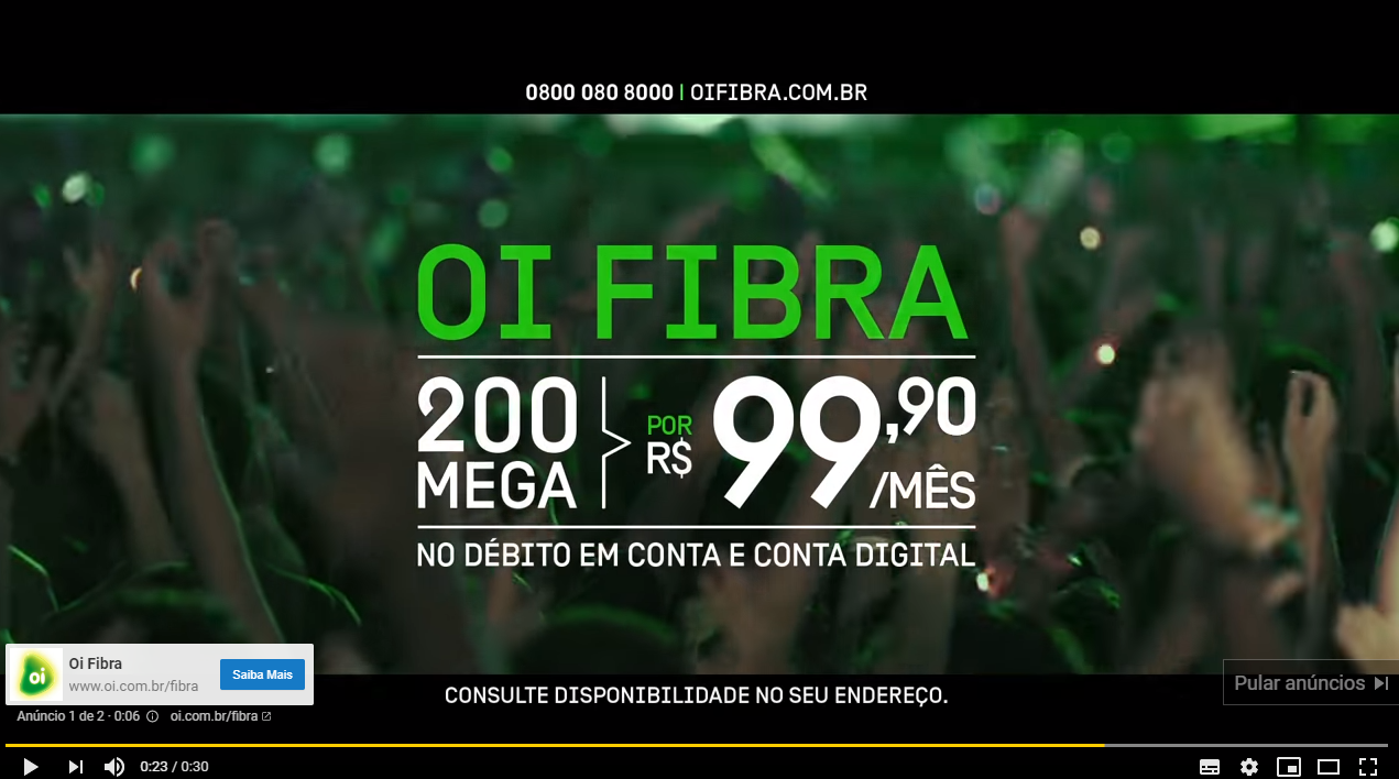 Oi Fibra anúncio Google Ads