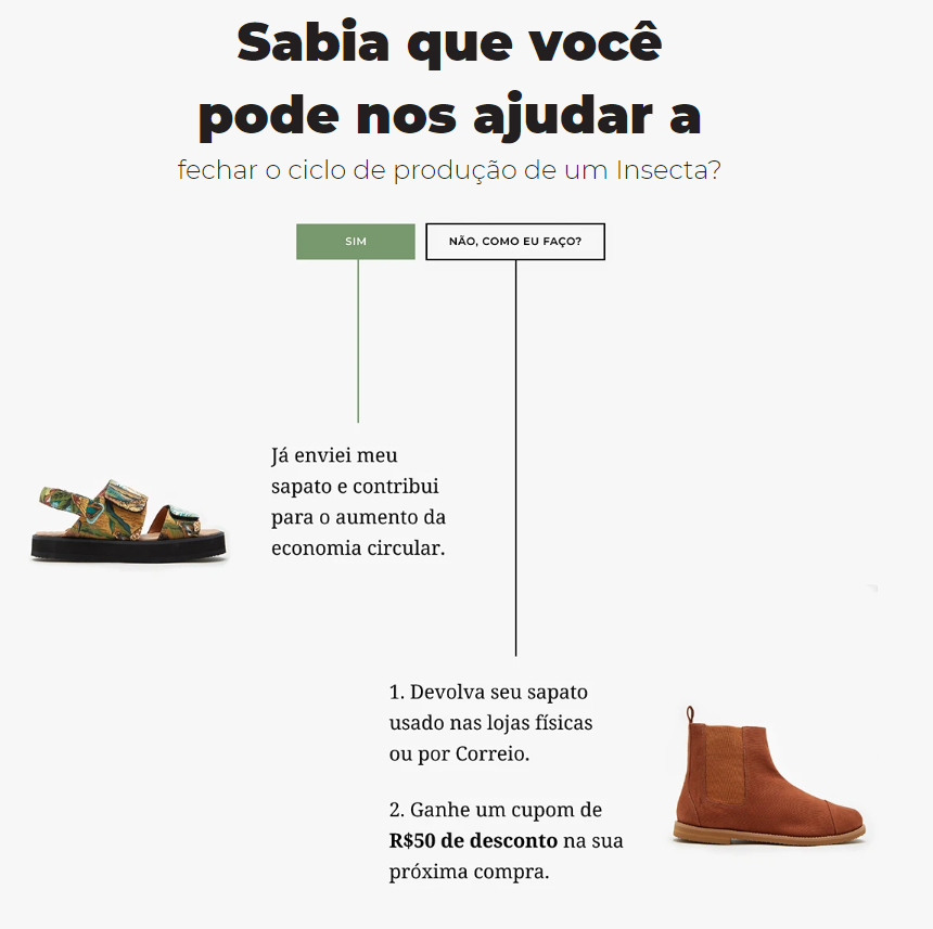 Personalização de compra da Insecta Shoes