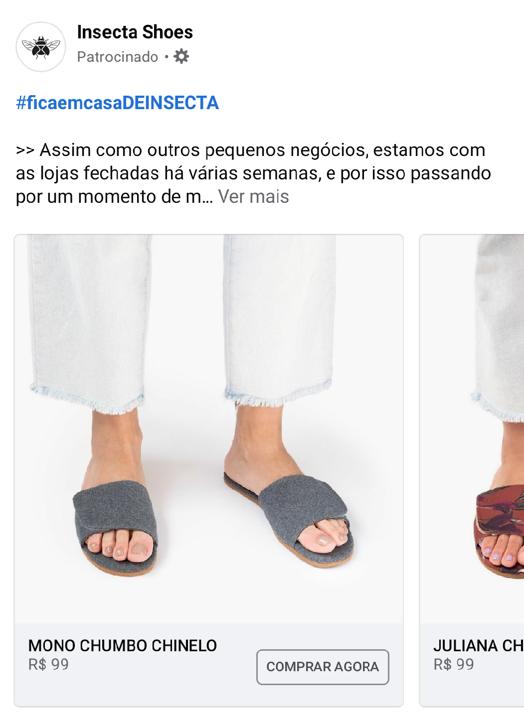 Exemplo de anúncio de redirecionamento no Facebook