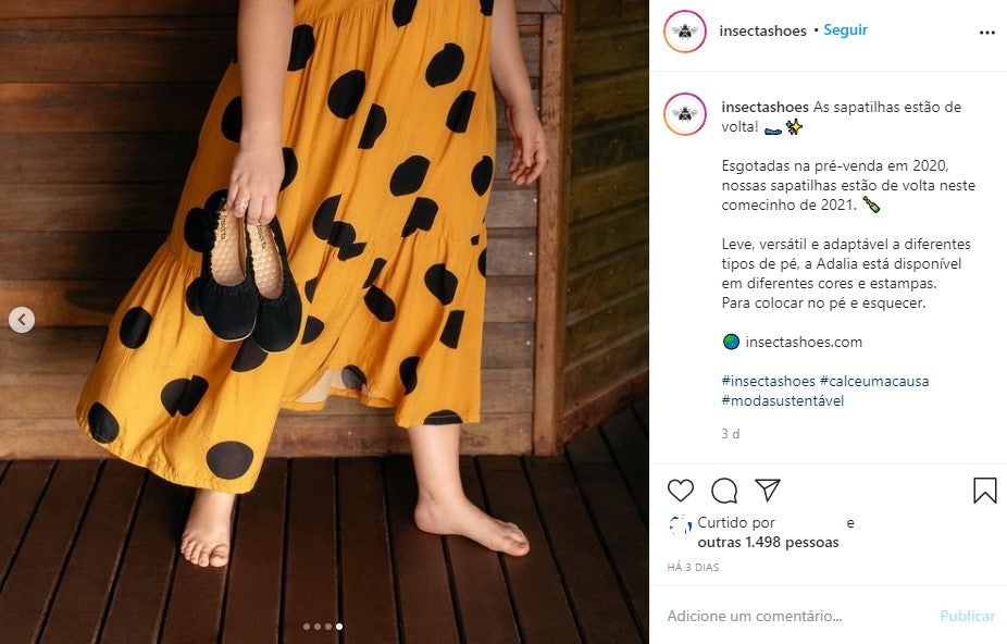 O que postar no Instagram: post da Insecta Shoes dá mais ideias para Instagram