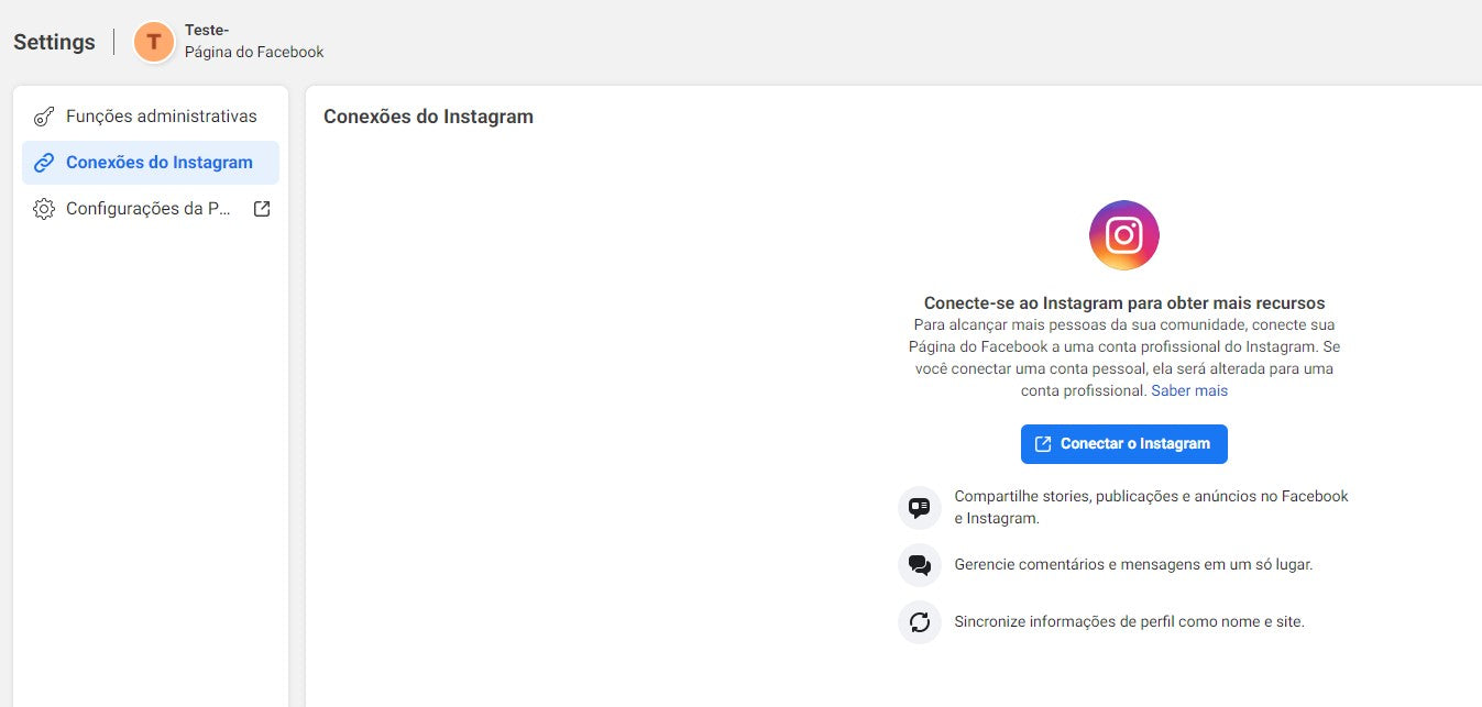 Passo 1: Associe a conta do Instagram ao Facebook