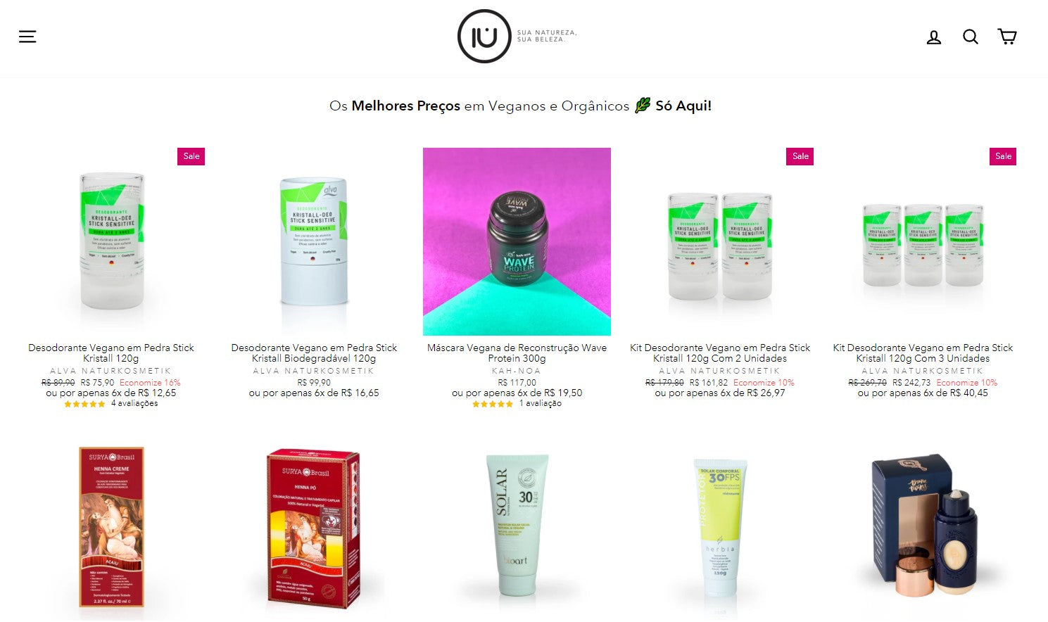 Captura de tela do site da IÚ Cosmetics