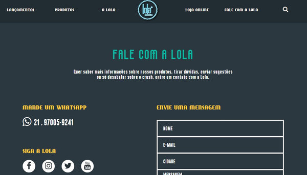 Site da marca Lola Cosmetics