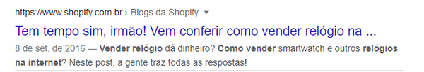 blog da shopify: exemplo de meta descrição de site com chamado à ação