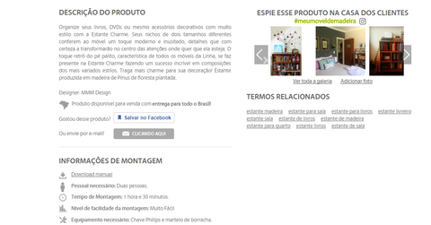 Página de produto: Descrição de produto da Meu Móvel de Madeira