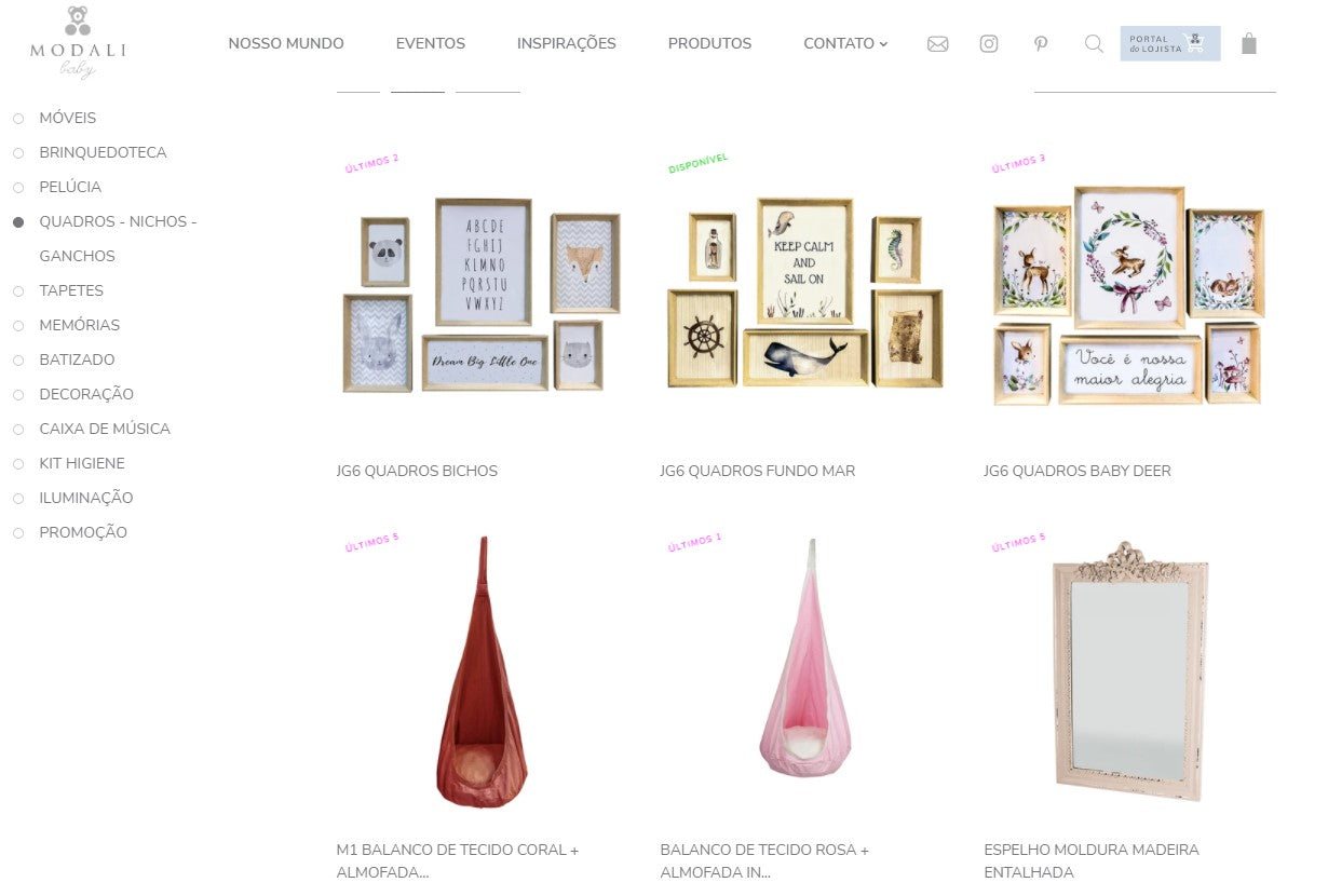 vender arte on-line: site da Modali Baby