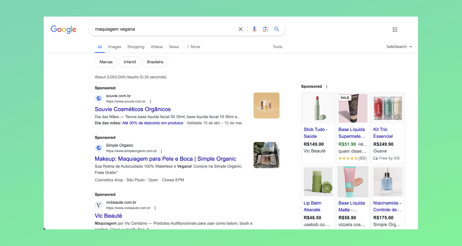 Faça pesquisas no Google - resultados de busca por "maquiagem vegana"