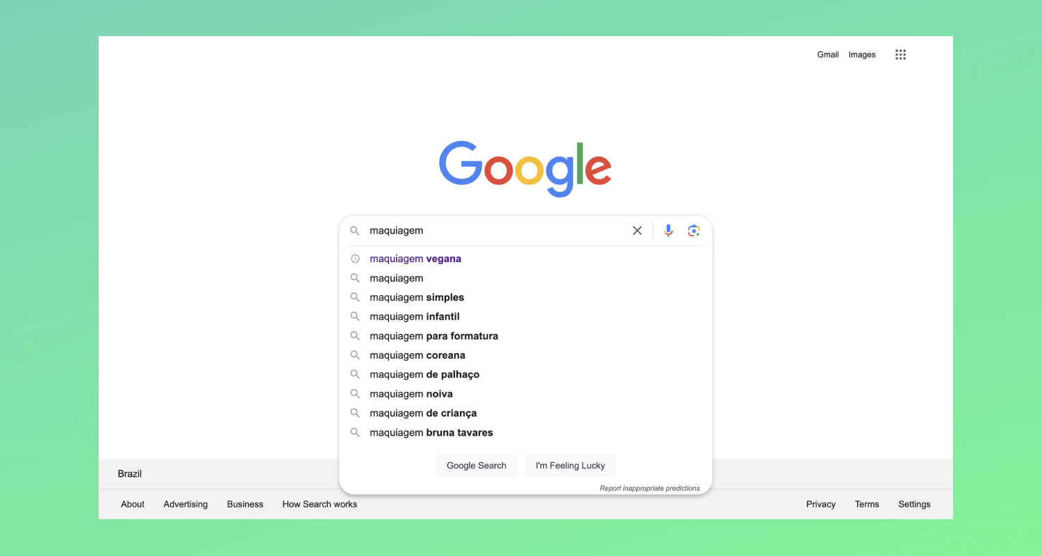 Sugestões de autopreenchimento de busca no Google