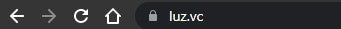 URL luz.vc na barra do navegador, mostrando um domínio criativo para nomes para loja de dropshipping