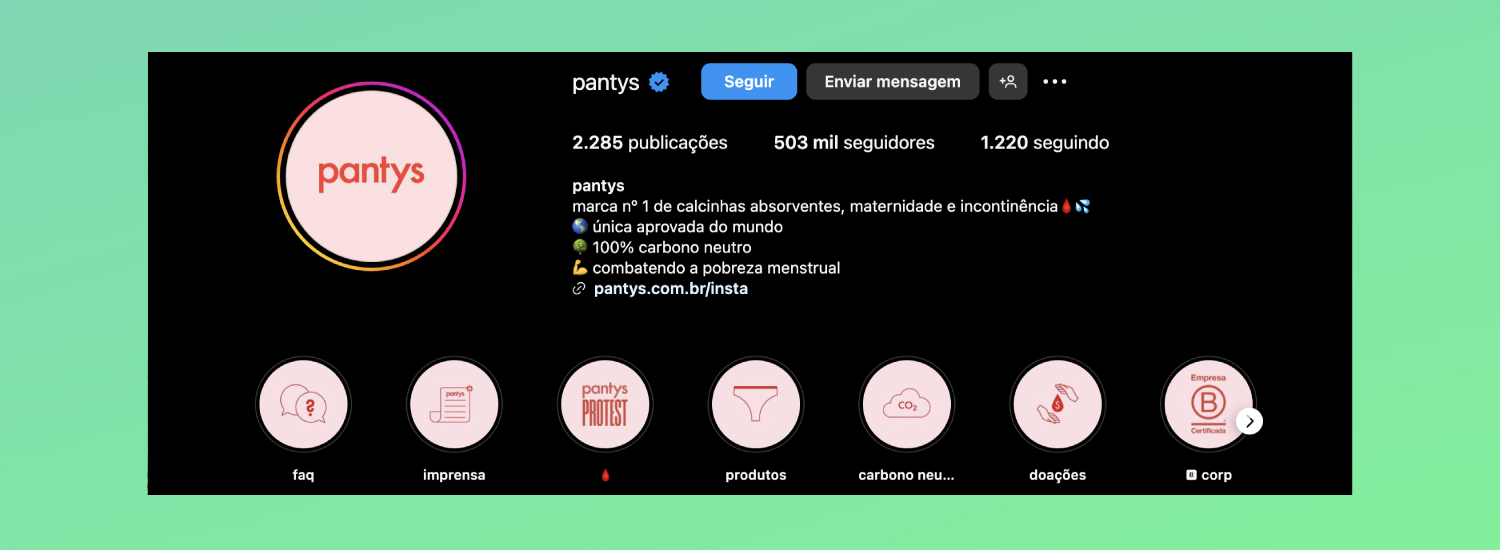 Bio para Instagram: Destaques da Pantys