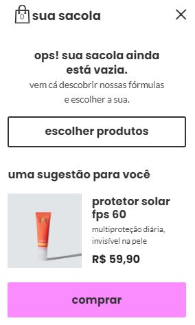 carrinho de compras da marca Sallve