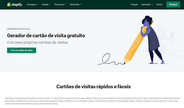 Gerador de cartão de visita gratuito da Shopify