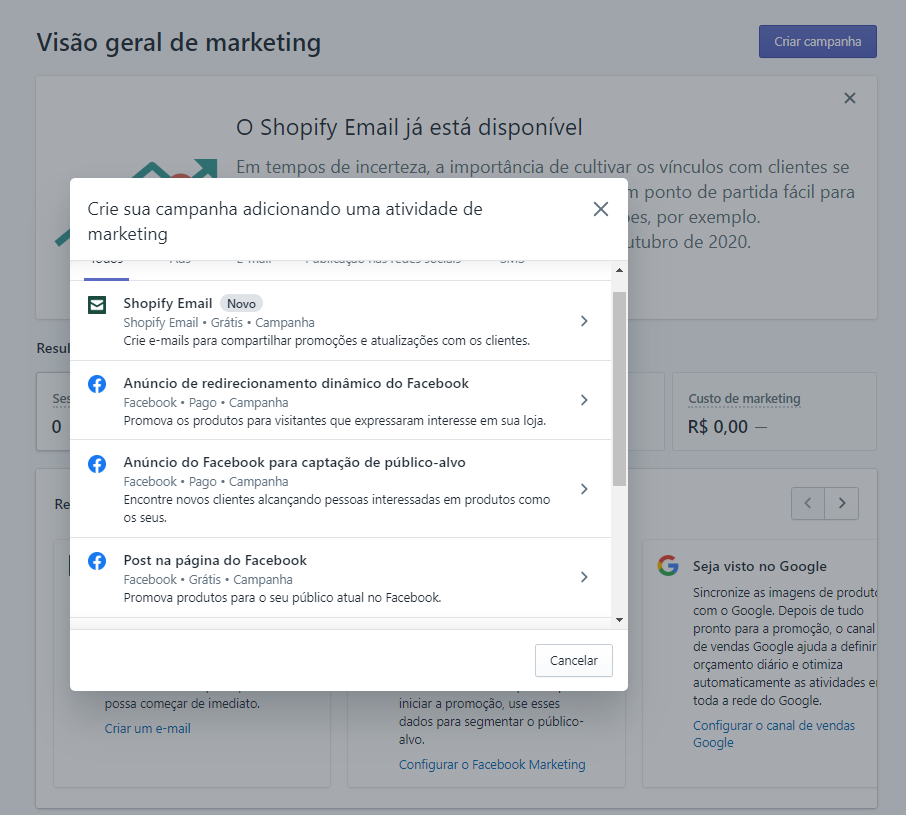 Como criar uma campanha de retargeting pelo admin