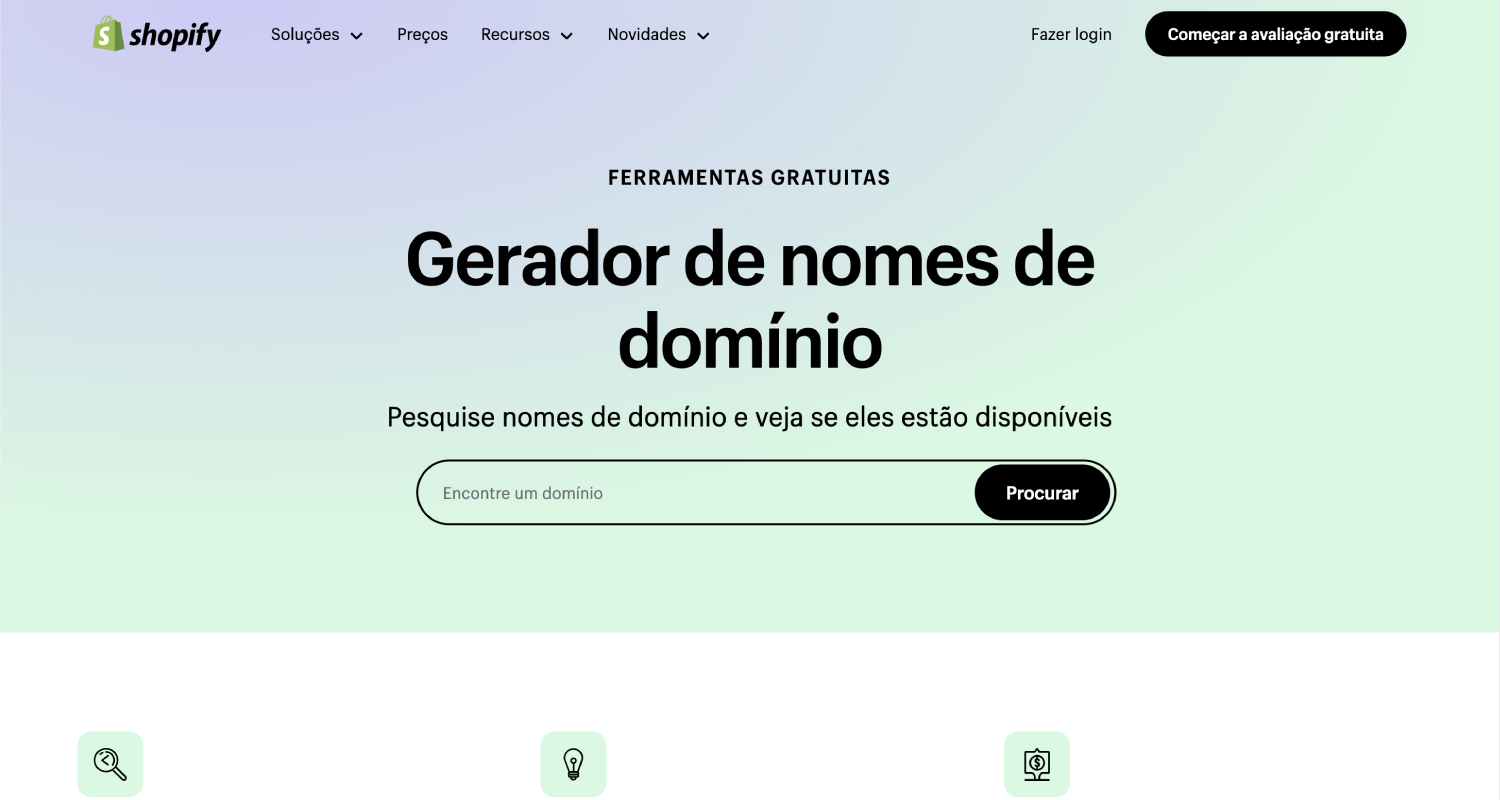 Gerador de domínio Shopify