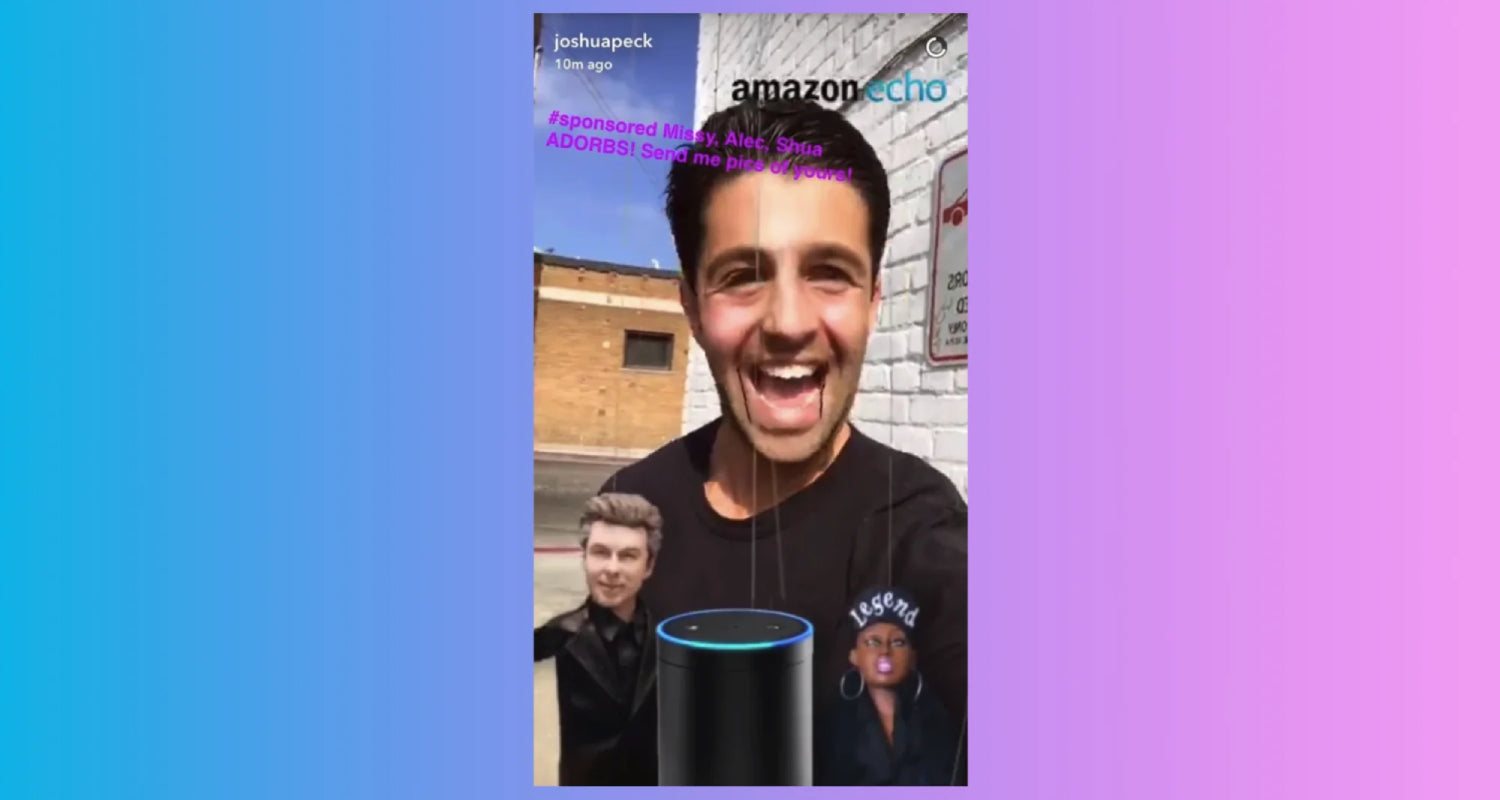 Como ganhar dinheiro no Snapchat - screenshot de Joshua Peck promovendo Amazon Echo