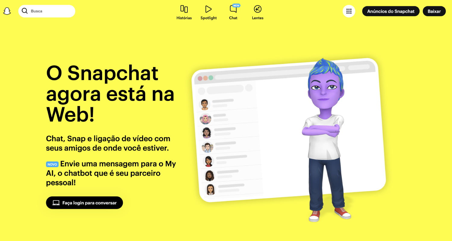 Como ganhar dinheiro no Snapchat - screenshot do Snapchat web