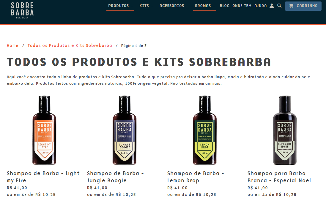 captura de tela produtos Sobrebarba