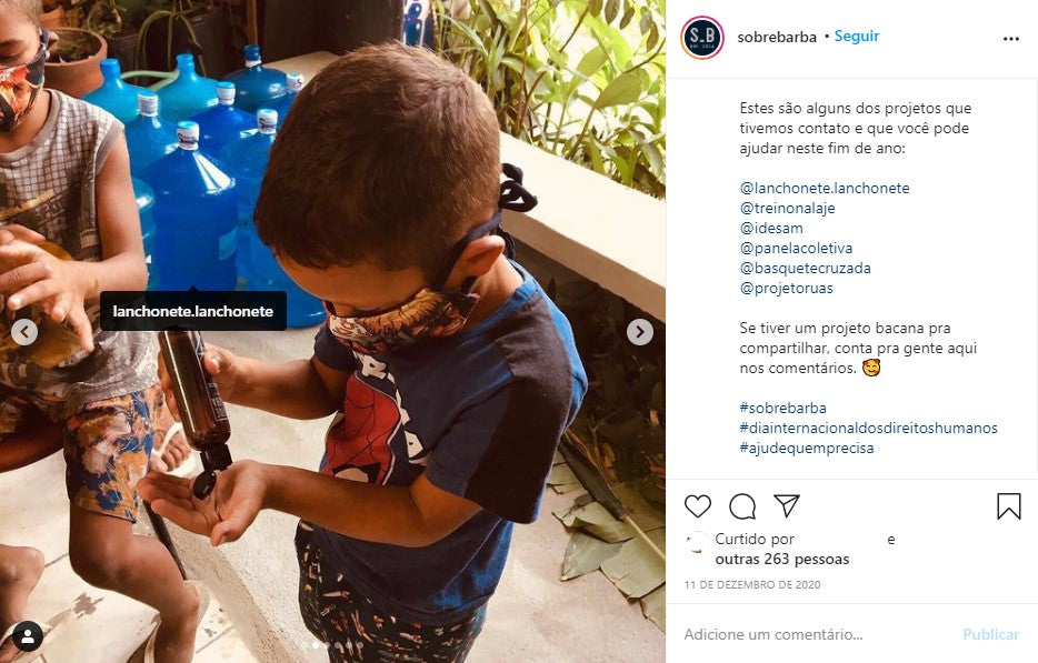 O que postar no Instagram: post da Sobrebarba traz causas sociais, uma excelente fonte de ideias para Instagram