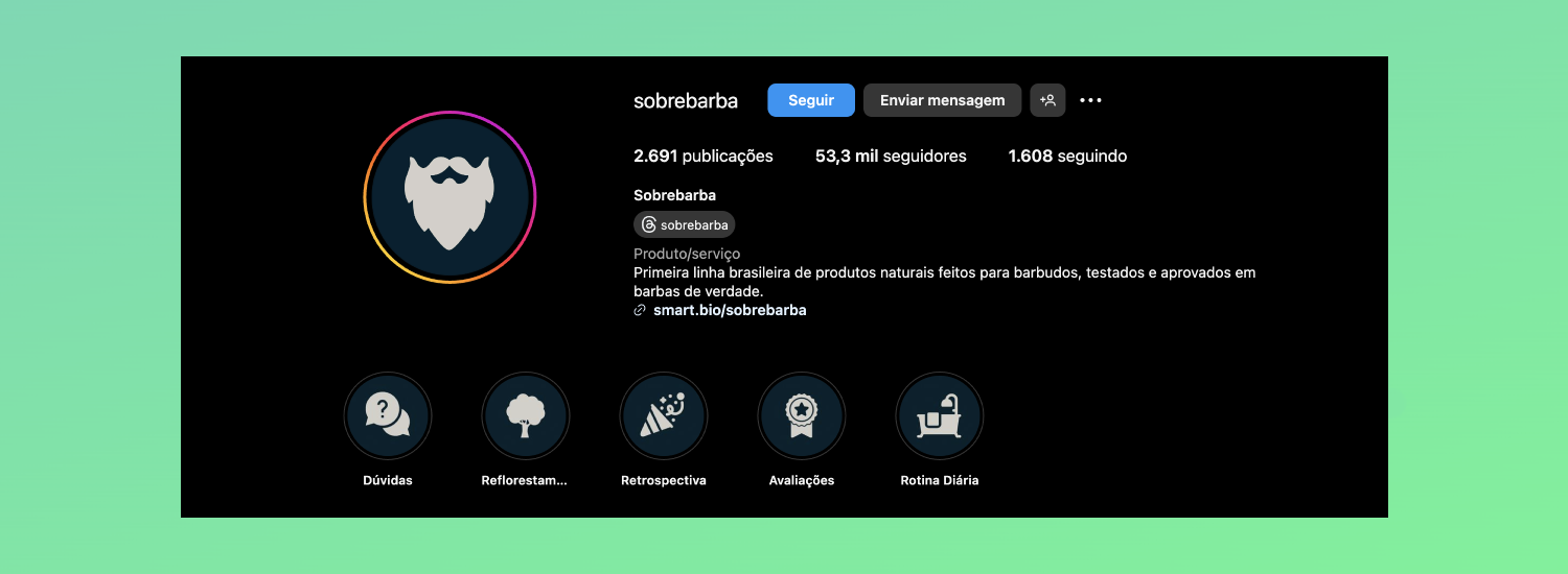 Bio de loja virtual Sobrebarba