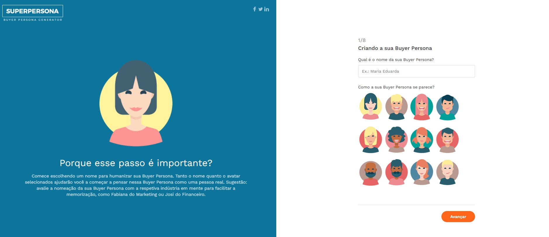 Site Superpersona para a criação de buyer persona