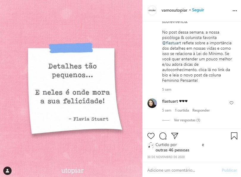 O que postar no Instagram: post da Utopiar traz boas ideias para Instagram e blog
