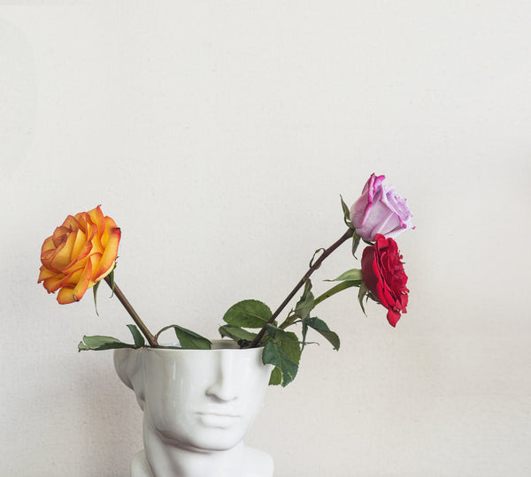 vaso em formato de rosto com flores, ilustrando post que fala sobre promoção Dia dos Namorados