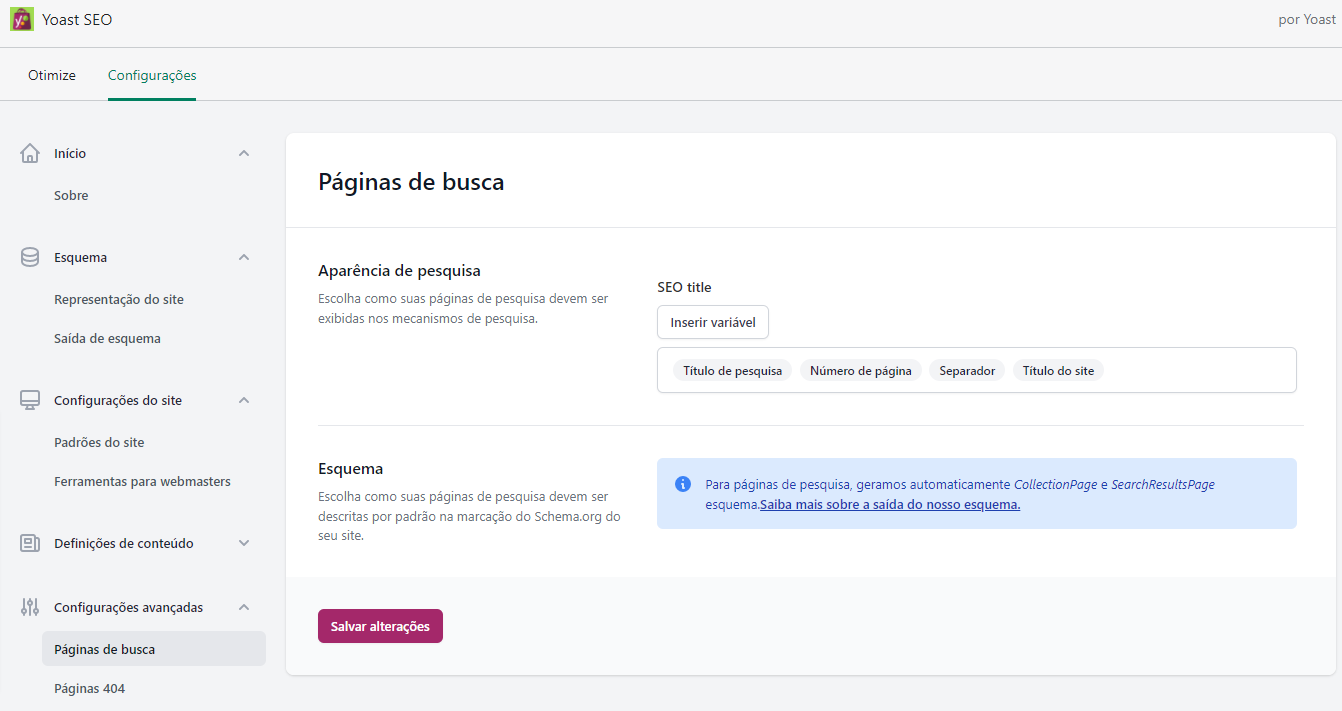 Yoast SEO: Configurações avançadas - Páginas de busca