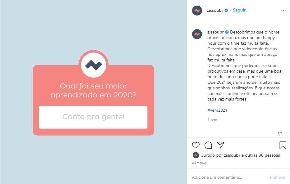 O que postar no Instagram: post da Zissou dá mais ideias de conteúdo para instagram